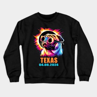 Texas Total Solar Eclipse 2024 Pug Dog With Crewneck Sweatshirt